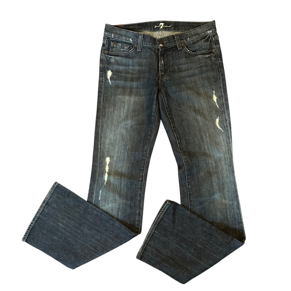 7 For All Mankind Jeans Womens Dark Wash Distressed Flare Leg 31